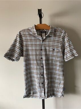 Patagonia A/C Shirt 100% Organic Cotton Crinkle Plaid Mens Size Medium